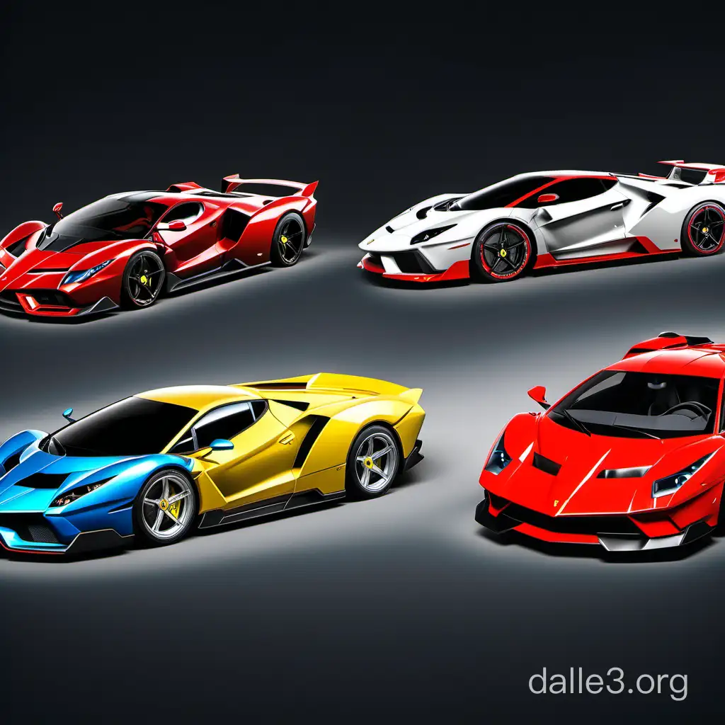 Ultimate Supercar Fusion Ferrari Lamborghini and Ford GT Marvel | Dalle3 AI