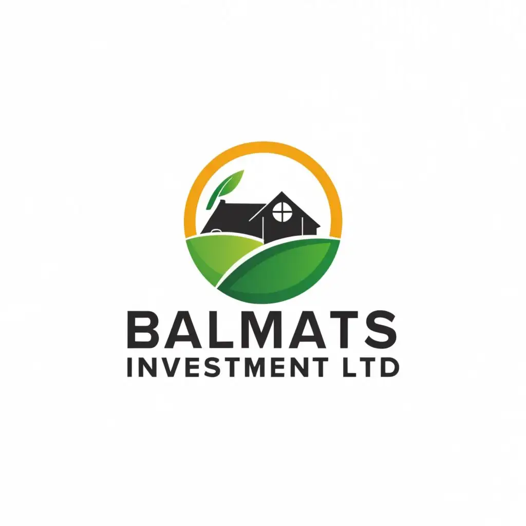 logo, Logo inspired by agriculture and real estate in white background, with the text "BALMATS INVESTMENT LTD", typography, be used in Real Estate industry
