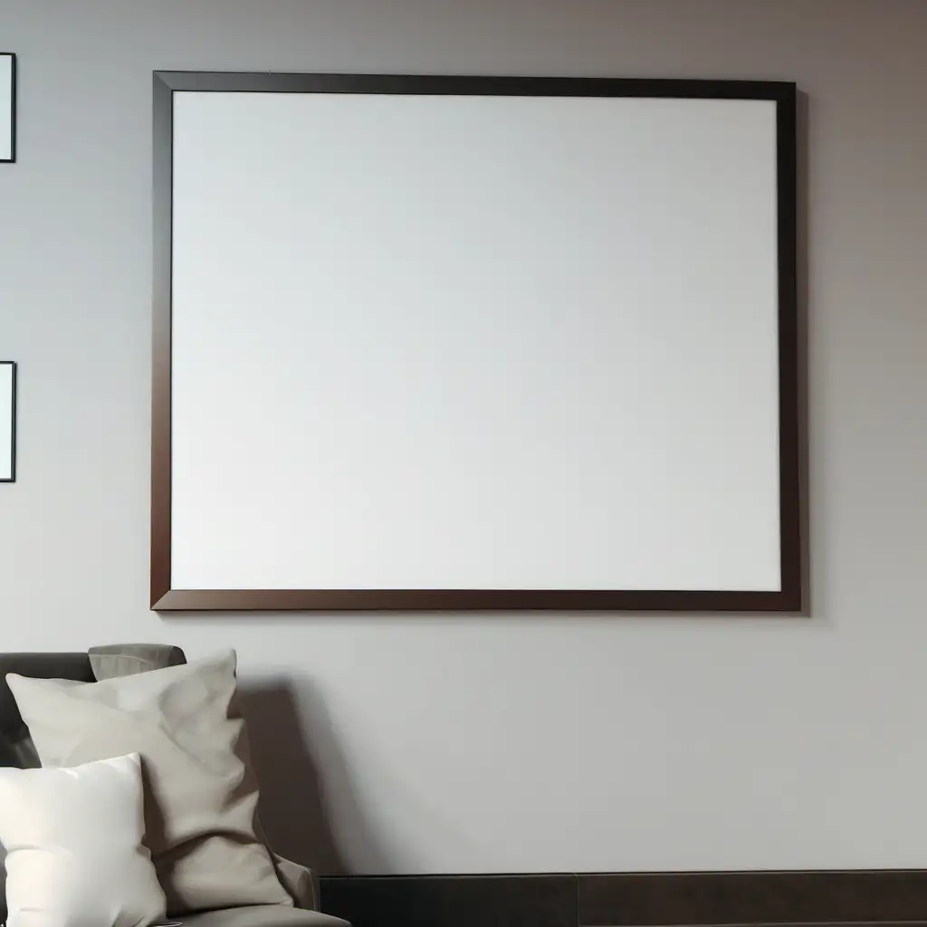 Empty Canvas Picture Frame in Modern Living Room Interior