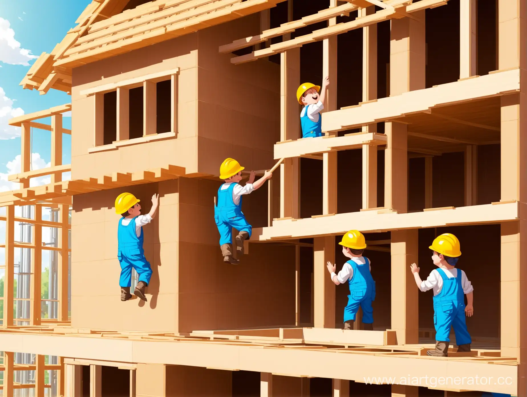 CloseUp-View-of-Playful-Builders-Constructing-a-Whimsical-House