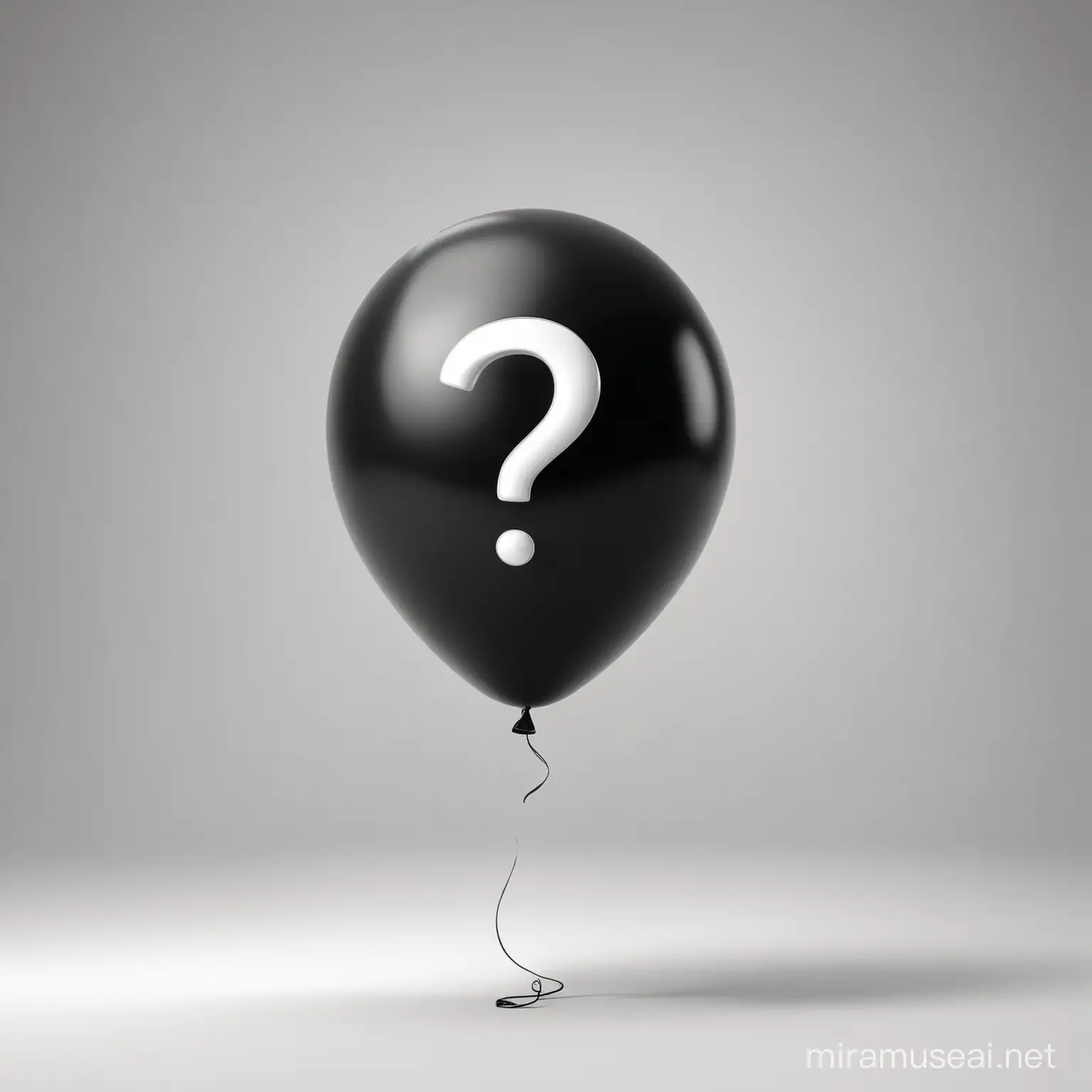 Curious Black Balloon with Question Mark in Pixar 3D Style