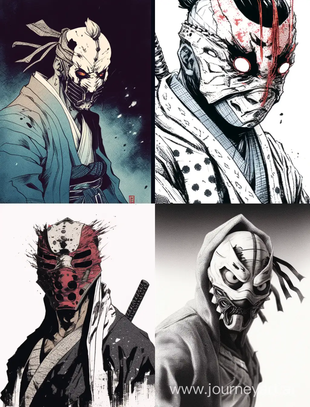 Japanese-Manga-Style-Boy-in-Scary-Mask-Yakuza-Inspired-Art