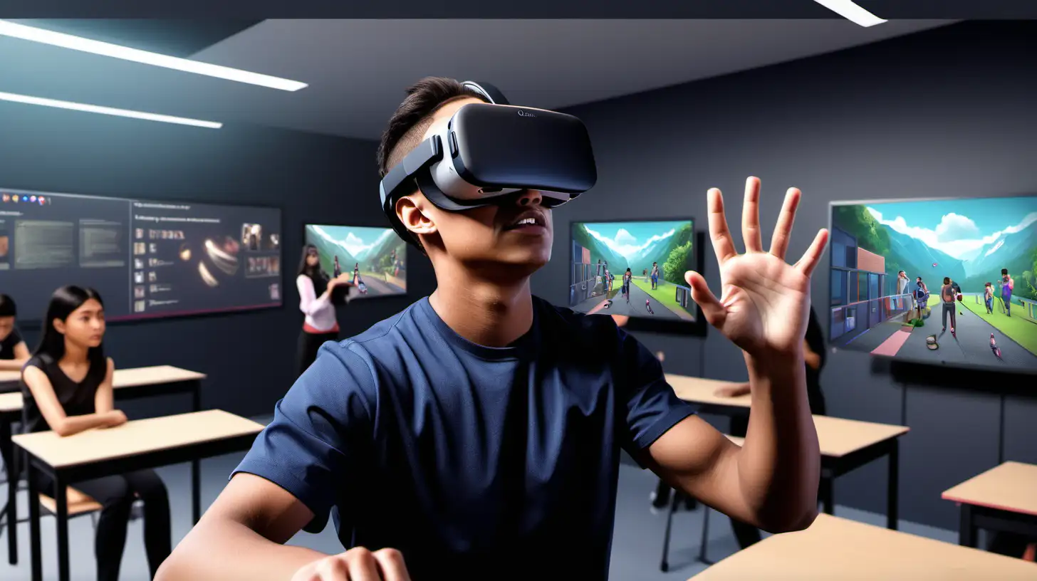 Oculus quest I want to view the classroom environment with university students doing vocational training with virtual reality glasses. The class will be square. Have students face the wall