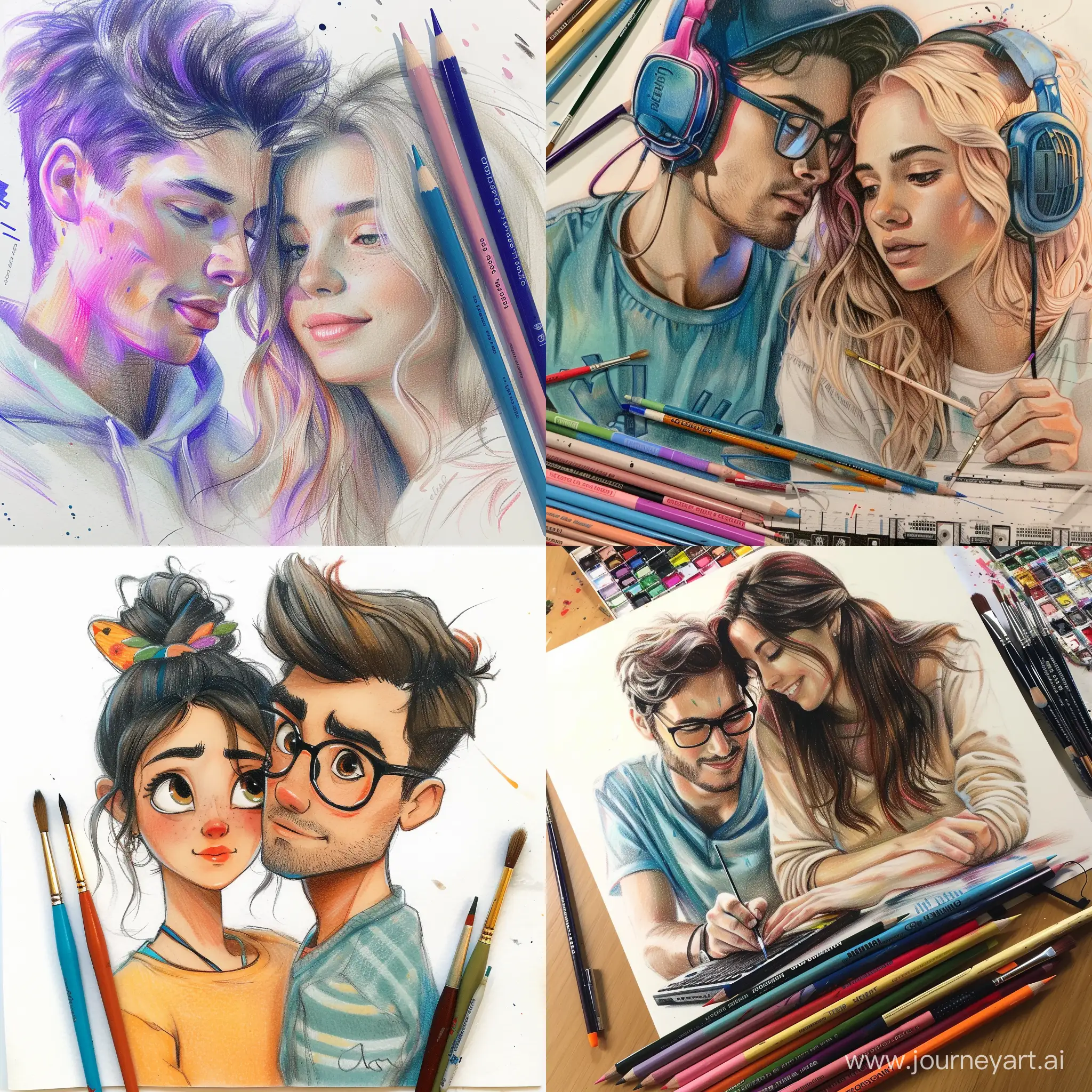 Creative-Couple-Color-Pencil-Painter-Girl-and-Programmer-Boyfriend