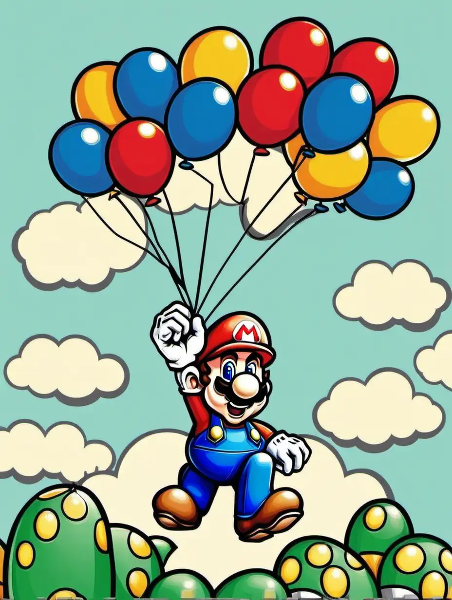 super Mario with balloons for a birthday


