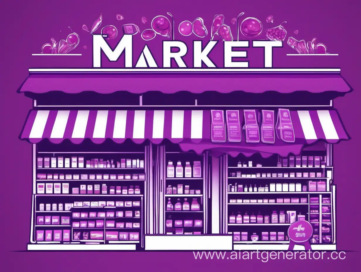 Сделай изображение для нарко шопа в  под названием "Triз Market" в фиолетовом цвете