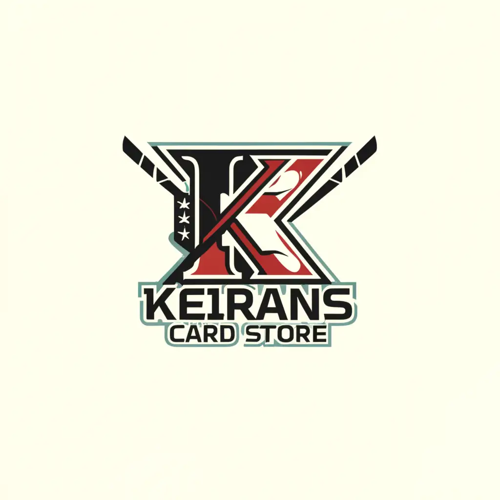 LOGO-Design-for-Keirans-Card-Store-Wordmark-Hockey-Symbol-on-a-Clear-Background