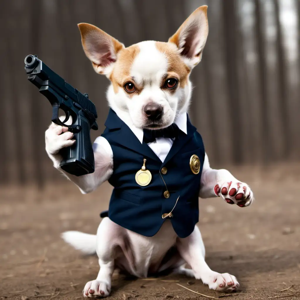 Canine Vigilante with PawDrawn Weapon