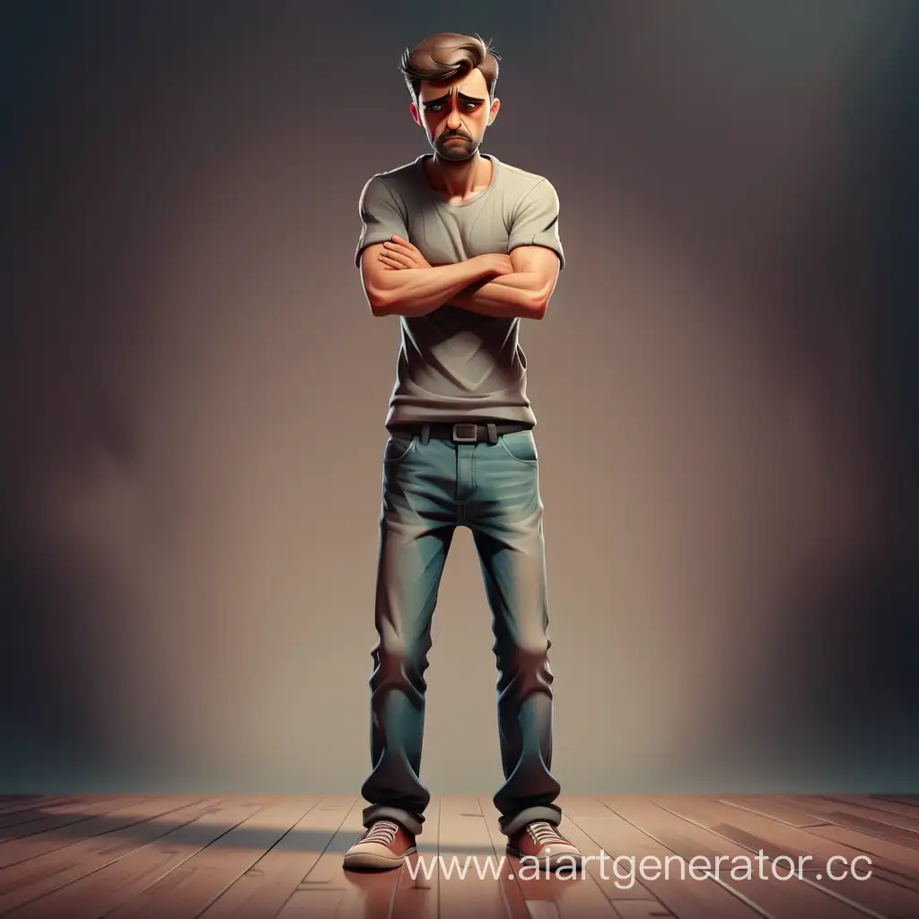 Lonely-Man-Standing-with-Crossed-Arms