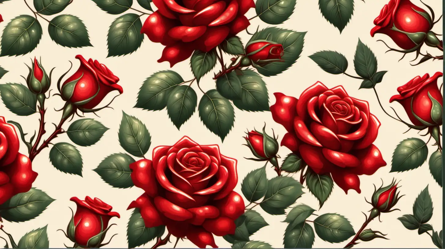  Beautiful red Roses, vintage art style, romantic and enchanting mood, soft 
lighting, vector, Seamless patterns, repeating tiled patterns design, flat 
illustration, ArtStation, highly detailed clean, nostalgic and charming, 
retro art, watercolor effect, digital painting, photo realistic masterpiece, 
professional photography, soft background, seamless colorful pattern, 
repeating textures, glamorous, elegant shiny, 8k, art style, cute and 
quirky, vibrant hues --tile --v5