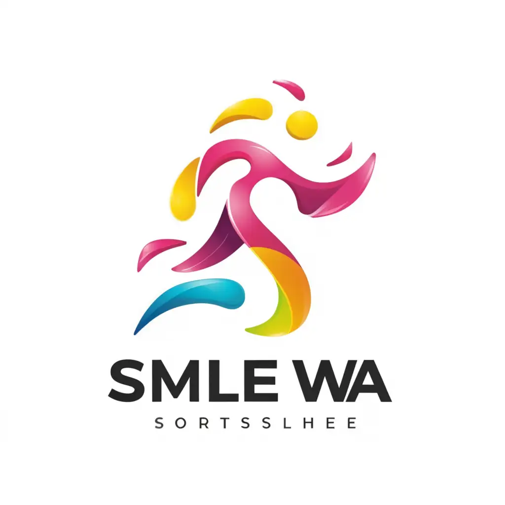 a logo design,with the text "smile wa", main symbol:running, pastel color, white background,complex,be used in Sports Fitness industry,clear background