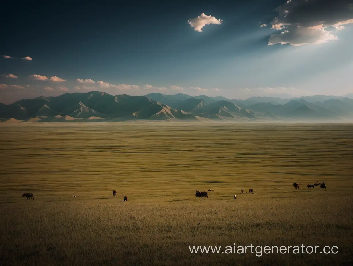 Breathtaking-Kazakhstan-Landscape-Vast-Plains-and-Majestic-Mountains
