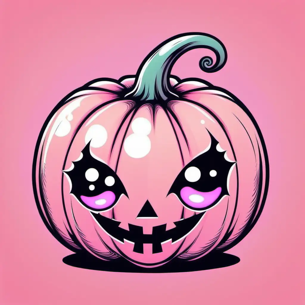 cute halloween pumpkin pastel goth, pastel pink, vector illustration