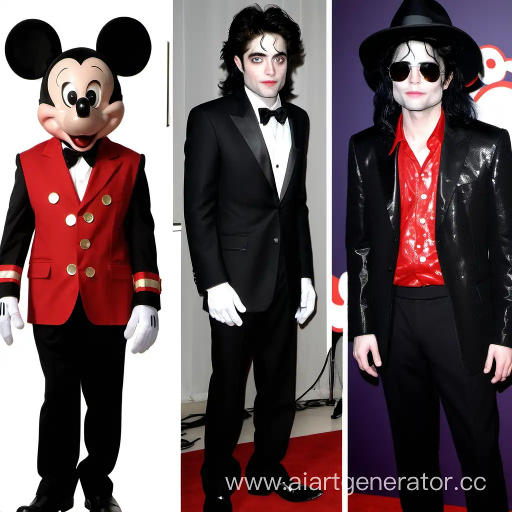 Robert Pattinson and Michael Jackson in Mickey Mouse costumes