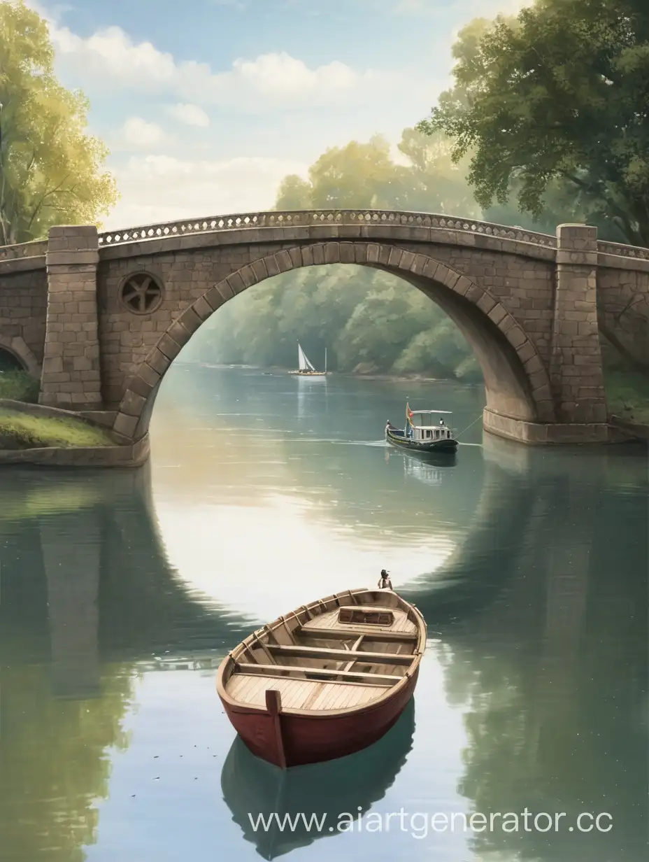 Мост, река, лодка