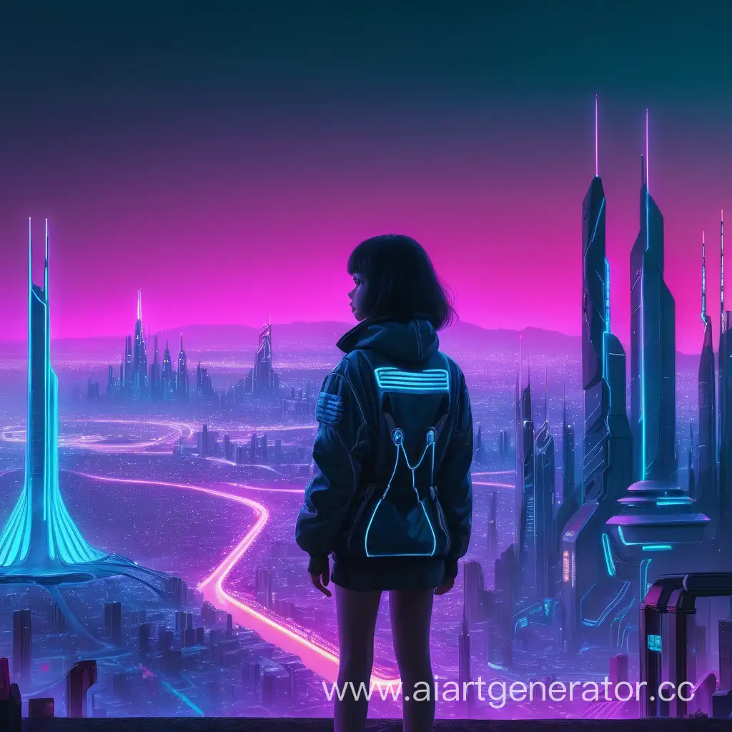 Lonely-Girl-Gazing-into-the-Neon-Future-City