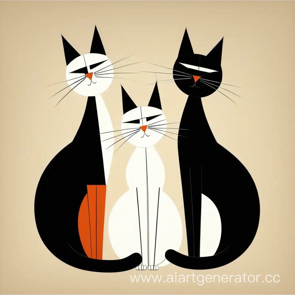 Suprematism-Style-Raster-Drawing-of-Three-Cats