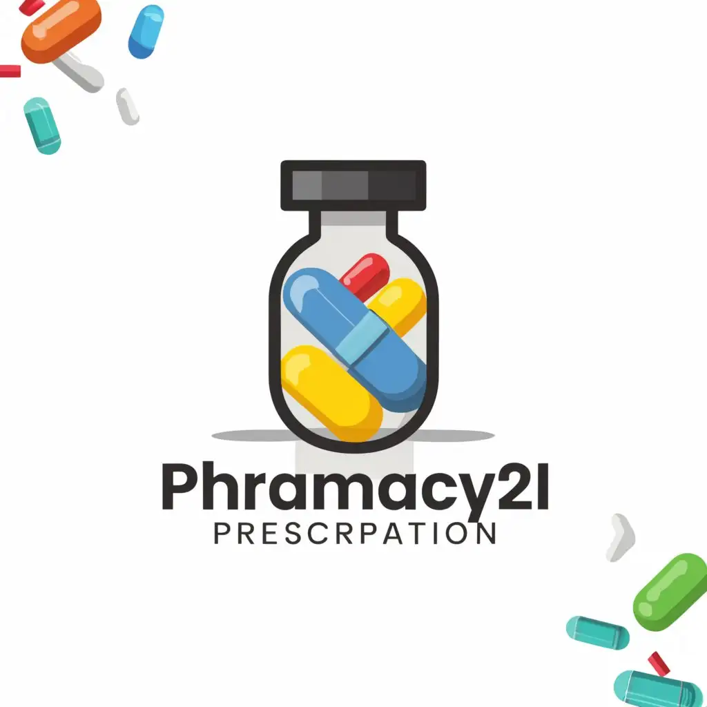 a logo design,with the text "Pharmacy2u
Genuine Prescription Medications", main symbol:Rx Prescription bottle with pills inside and label on bottle to read "Rx".,complex,be used in Medical Dental industry,clear background
