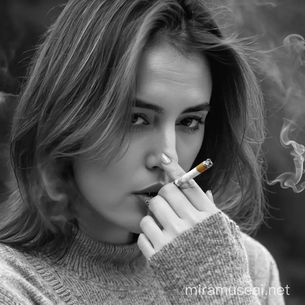 Realistic Woman Smoking a Cigarette in Ultra HD Graphics