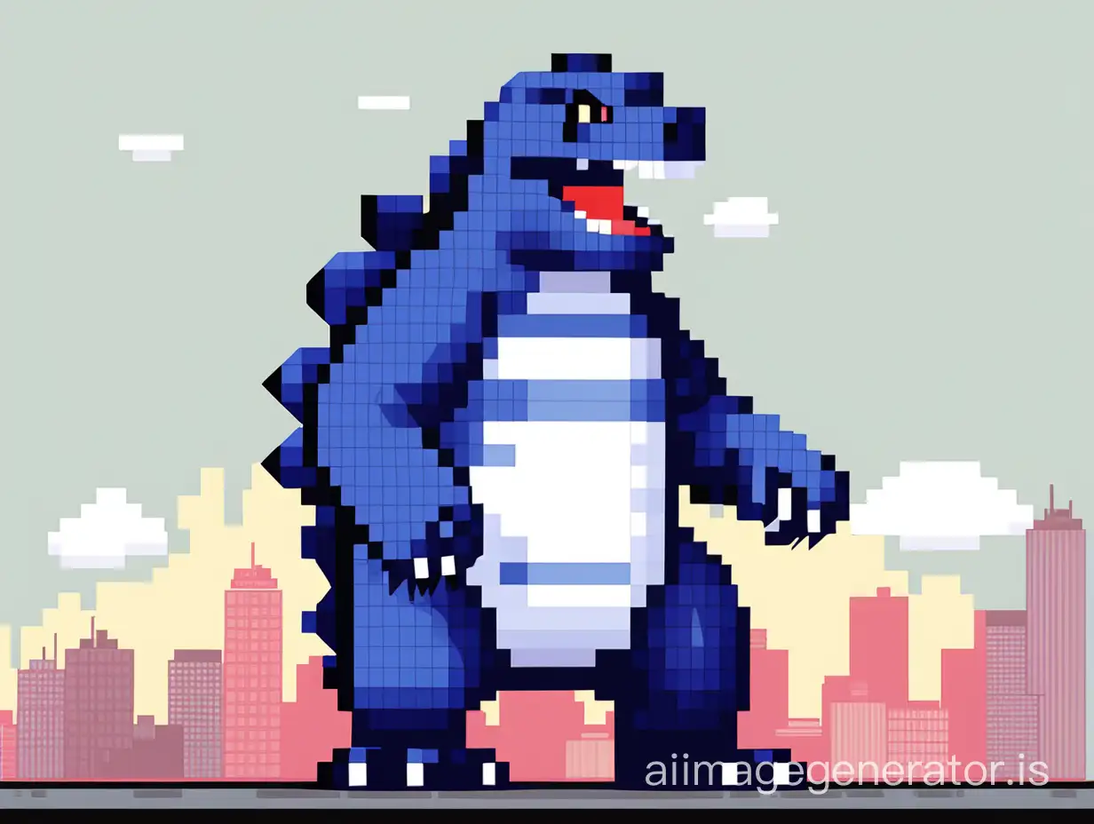 A slightly cute pixel-like Godzilla