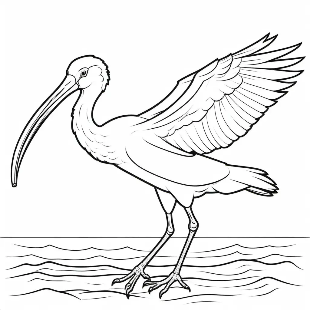 Ibis coloring page for kid, simple, no shading, no color