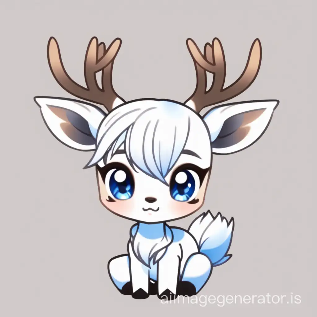 Chibi Female Deer with Beautiful Blue Eyes | AI Image Generator