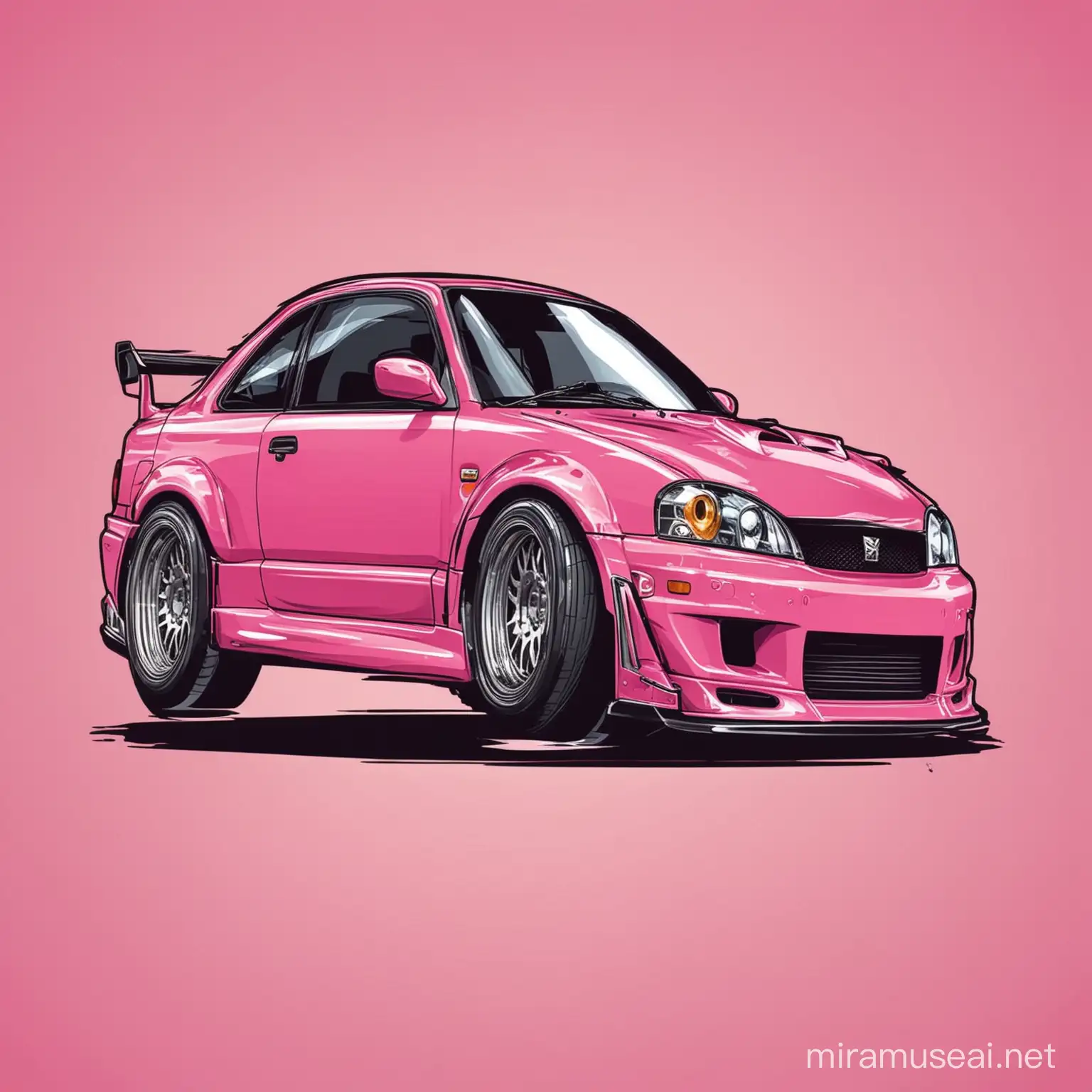 Vibrant JDM Pink Car Vector Illustration