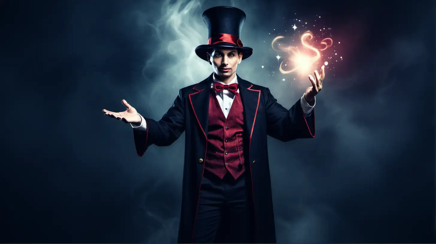 Enchanting Magician Performing Illusions on a Mystical Stage
