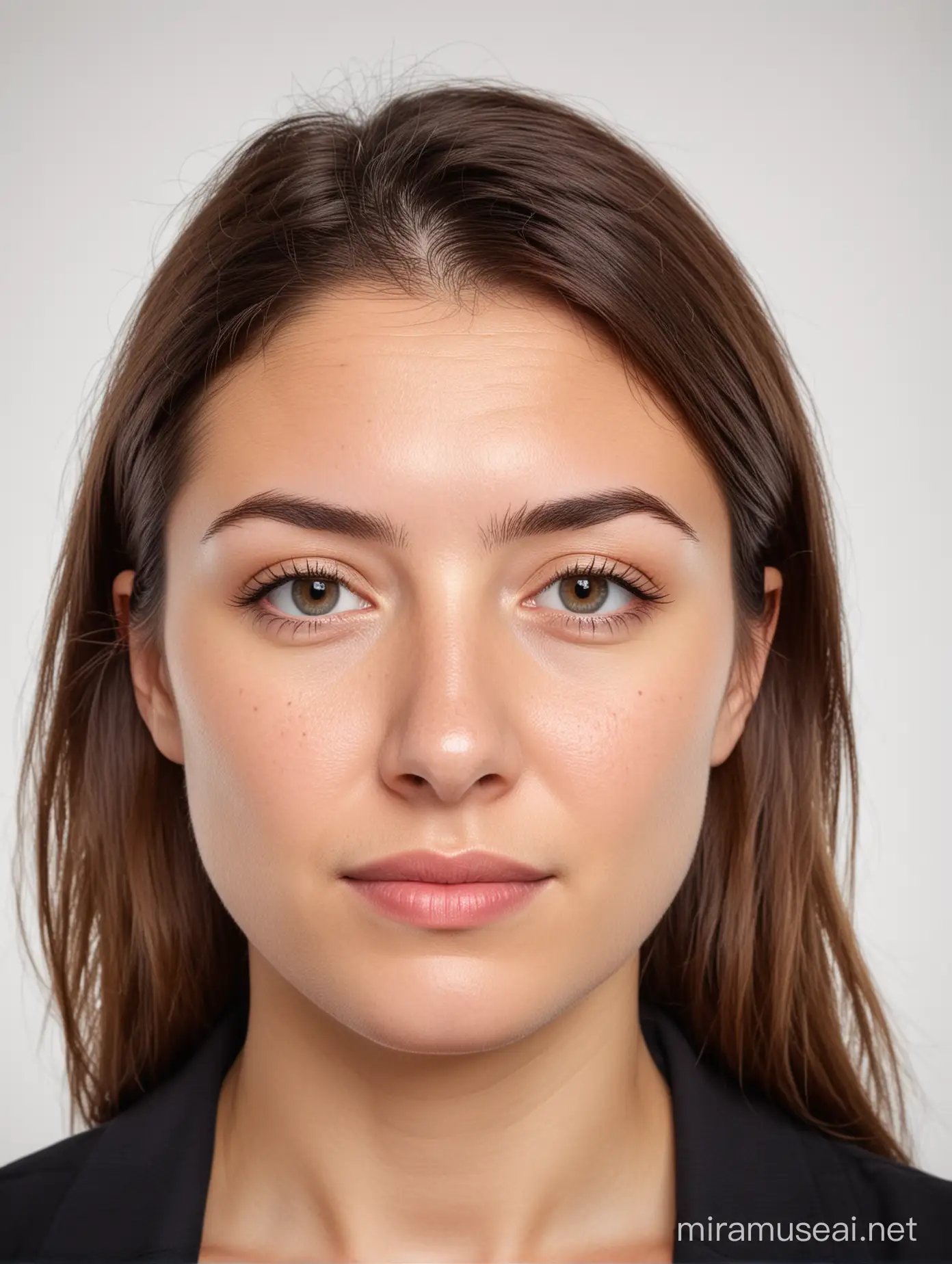 Professional Passport Photo of a Female on White Background