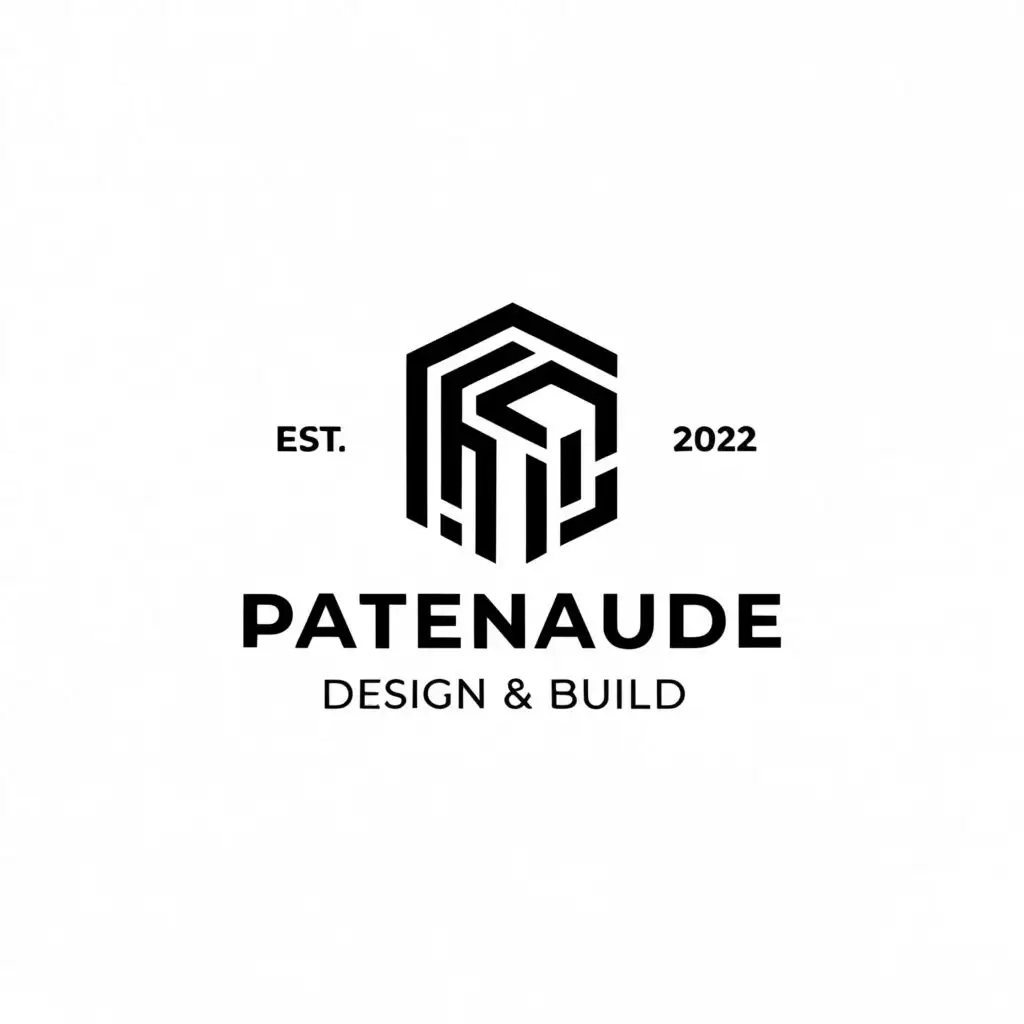 a logo design,with the text "Patenaude Design & Build", main symbol:house fence,Minimalistic,be used in Construction industry,clear background