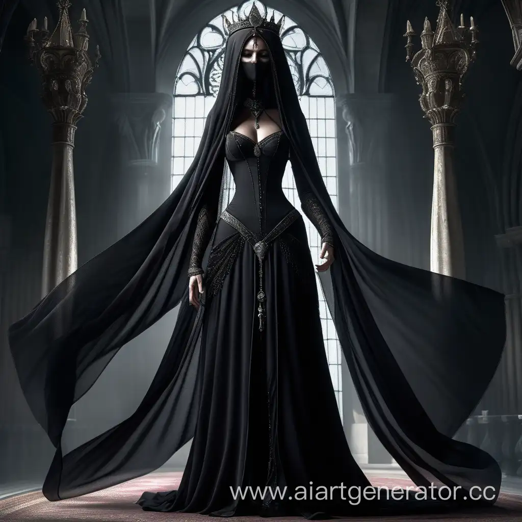 Elegant-Mature-Black-Queen-in-Veiled-Attire-with-a-Mysterious-Scar