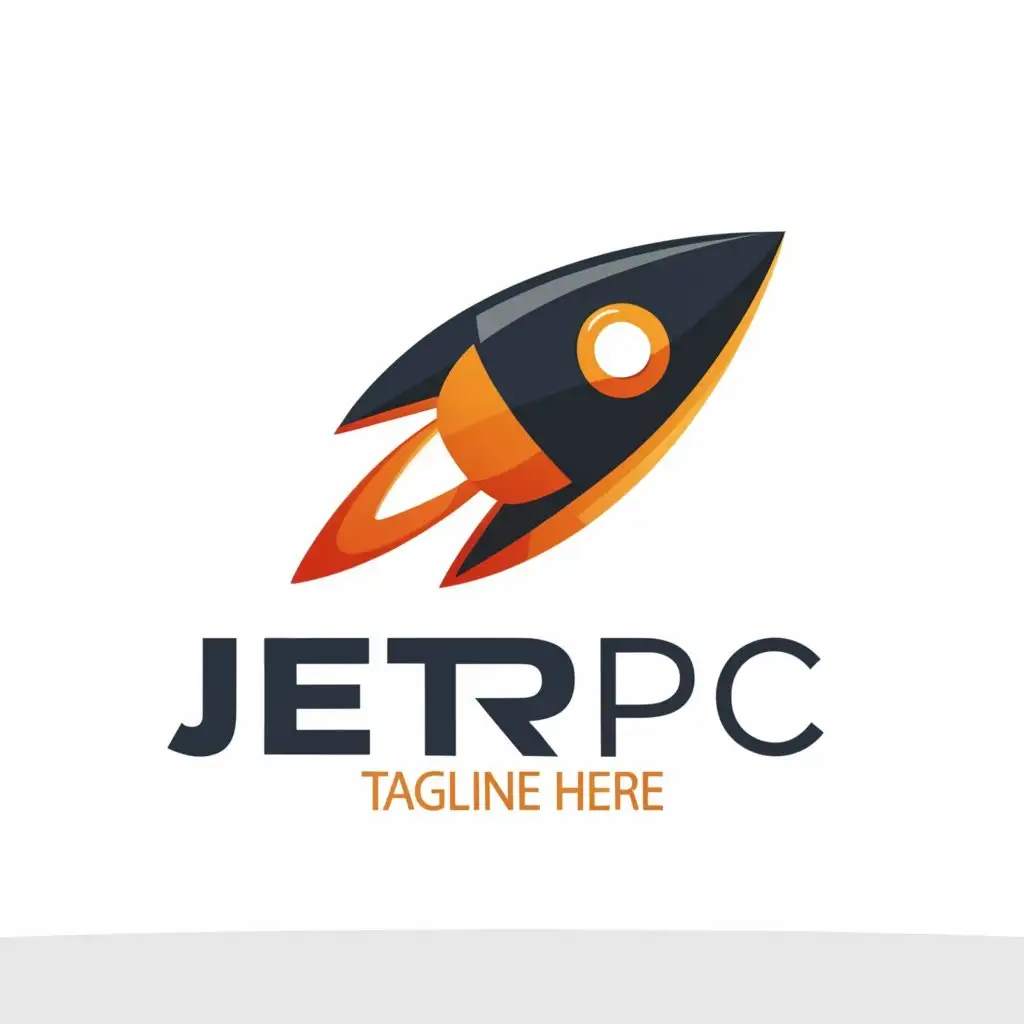 a logo design,with the text "jetrpc", main symbol:rocket,Minimalistic,be used in Technology industry,clear background