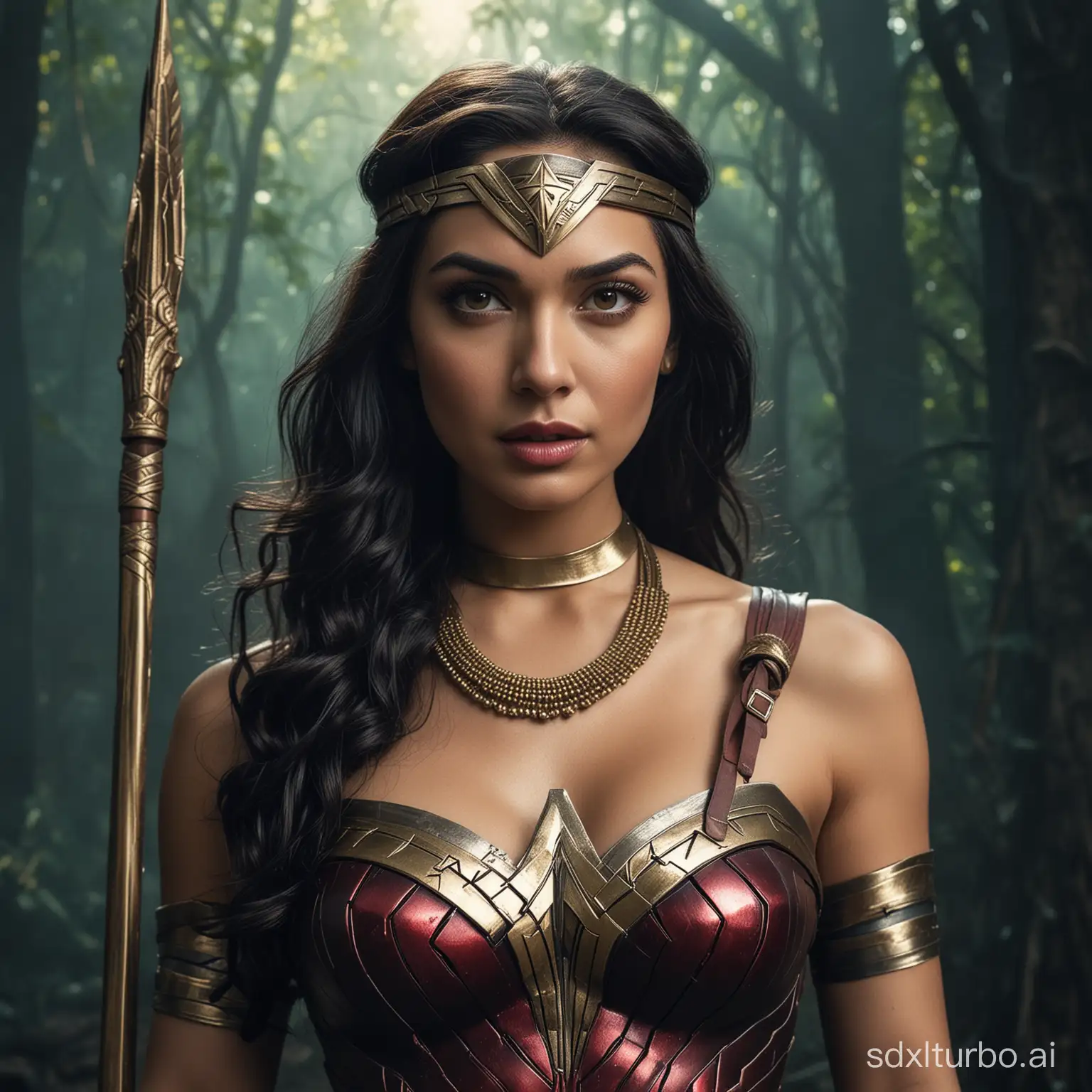 Cinematic artistic Photo of Wonder Woman as an Indian Apsara