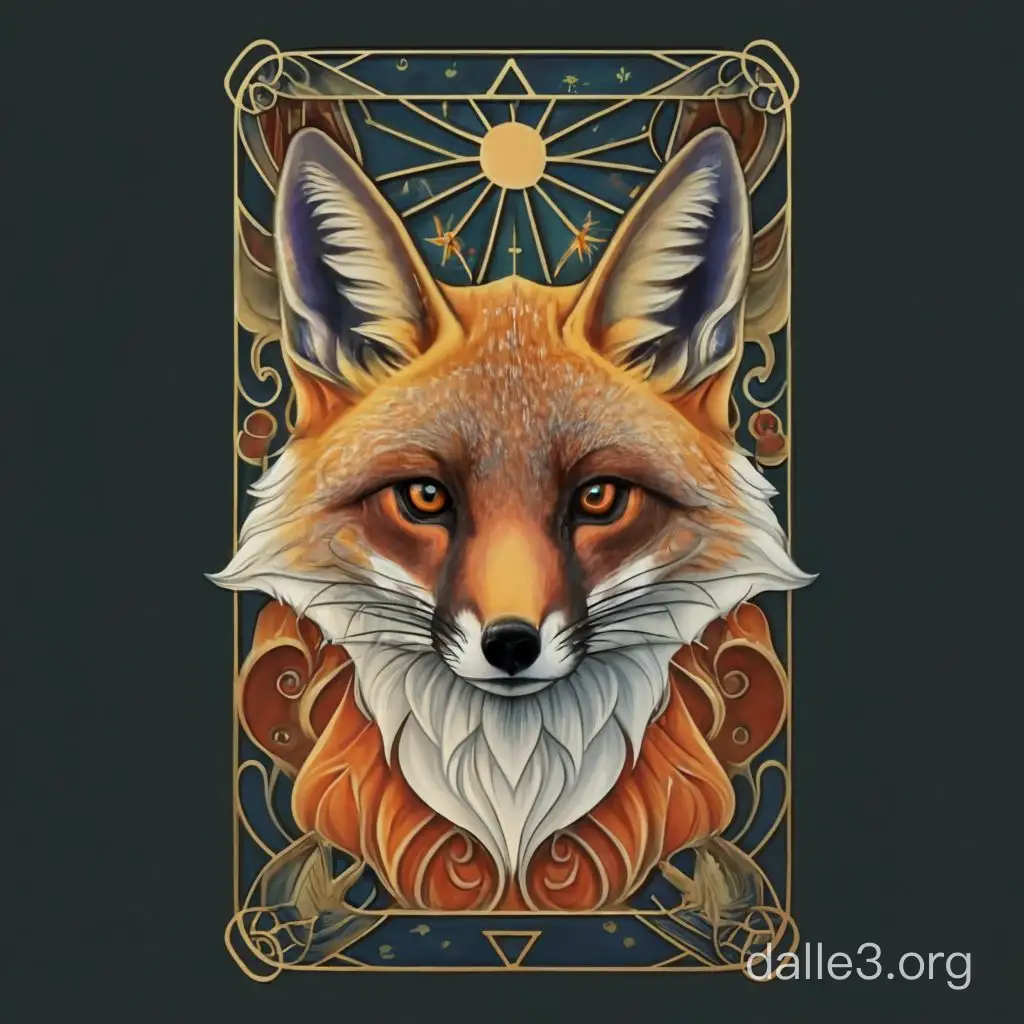 art of a fox in the style of a tarot card