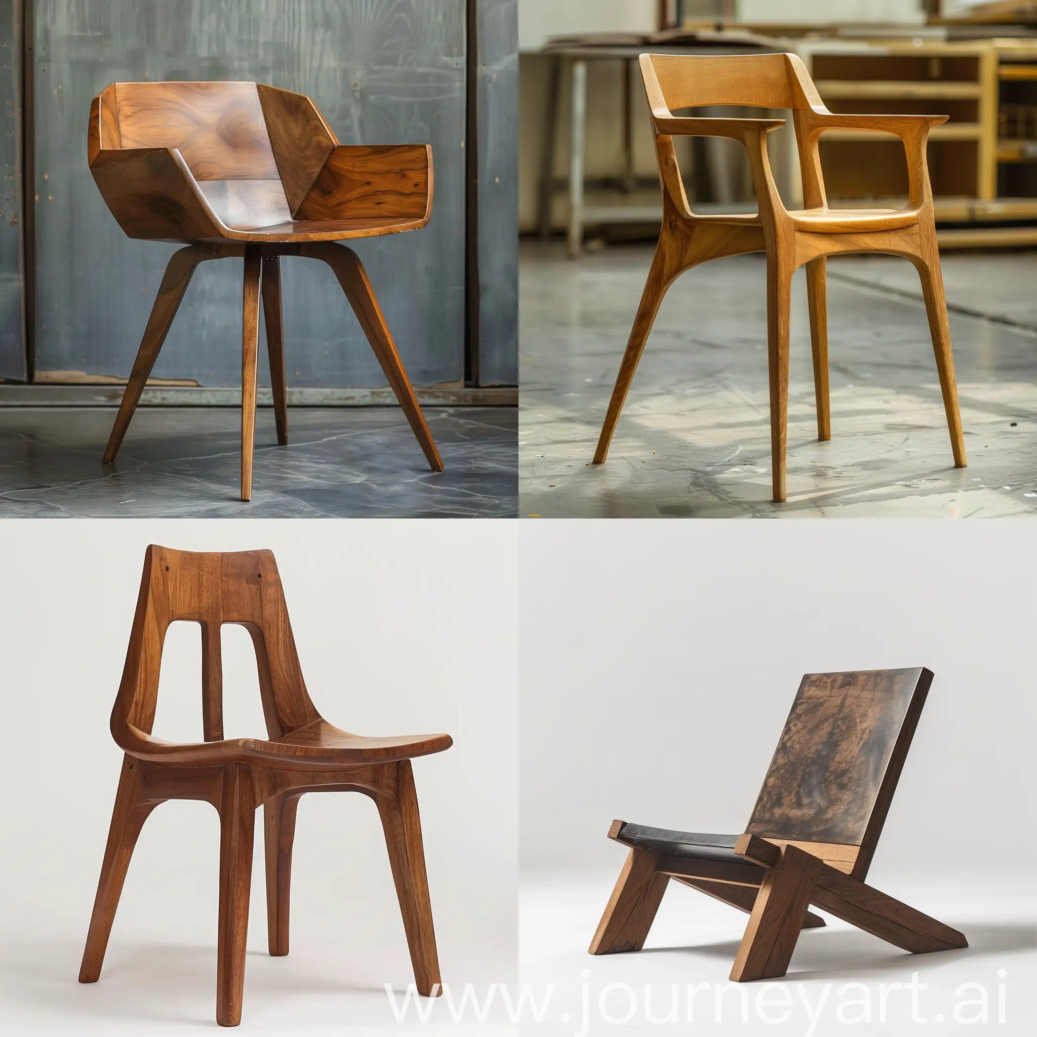 Design an iranian moder minimal wooden chair