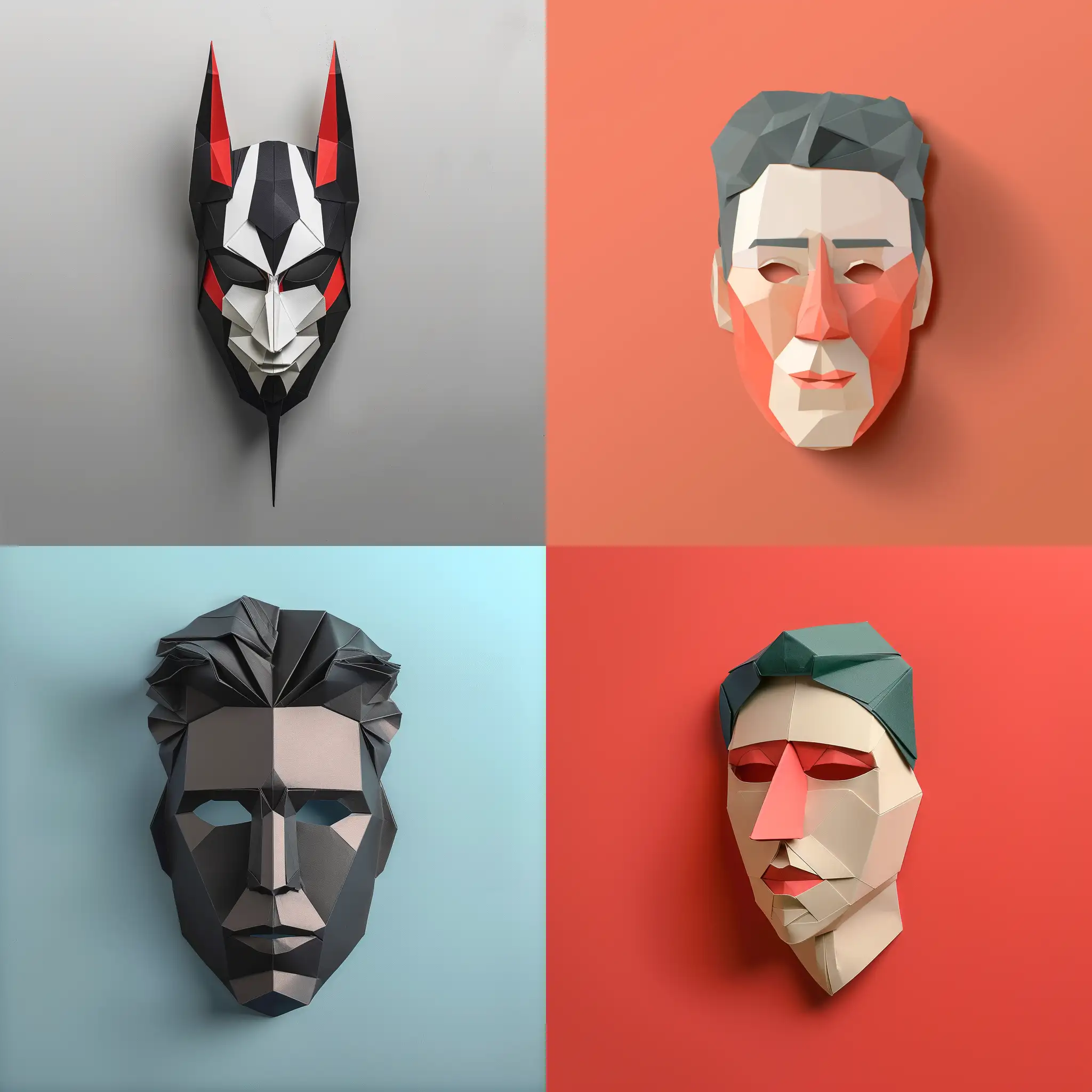 Minimalistic-Origami-Mask-Male-Portrait-on-Realistic-Flat-Background