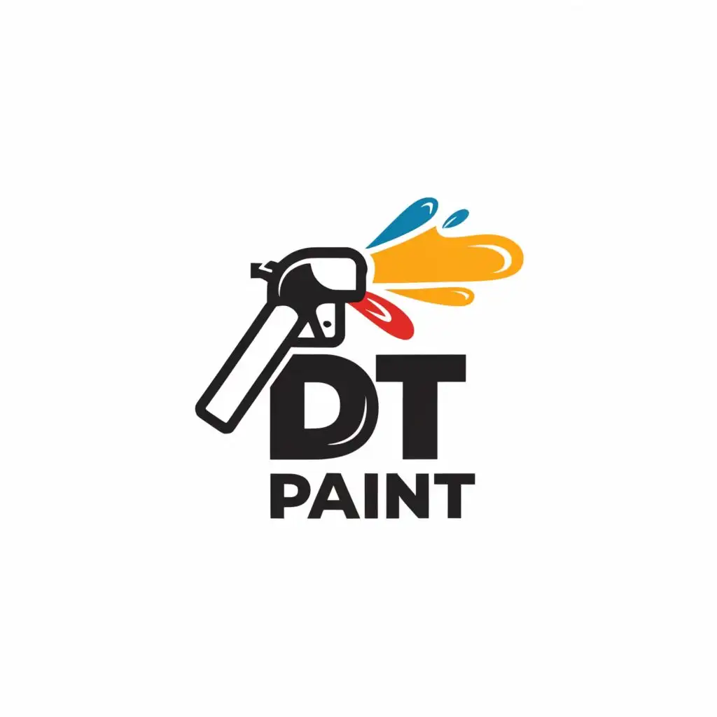 a logo design,with the text "DT Paint", main symbol:Spray gun,Moderate,be used in Construction industry,clear background