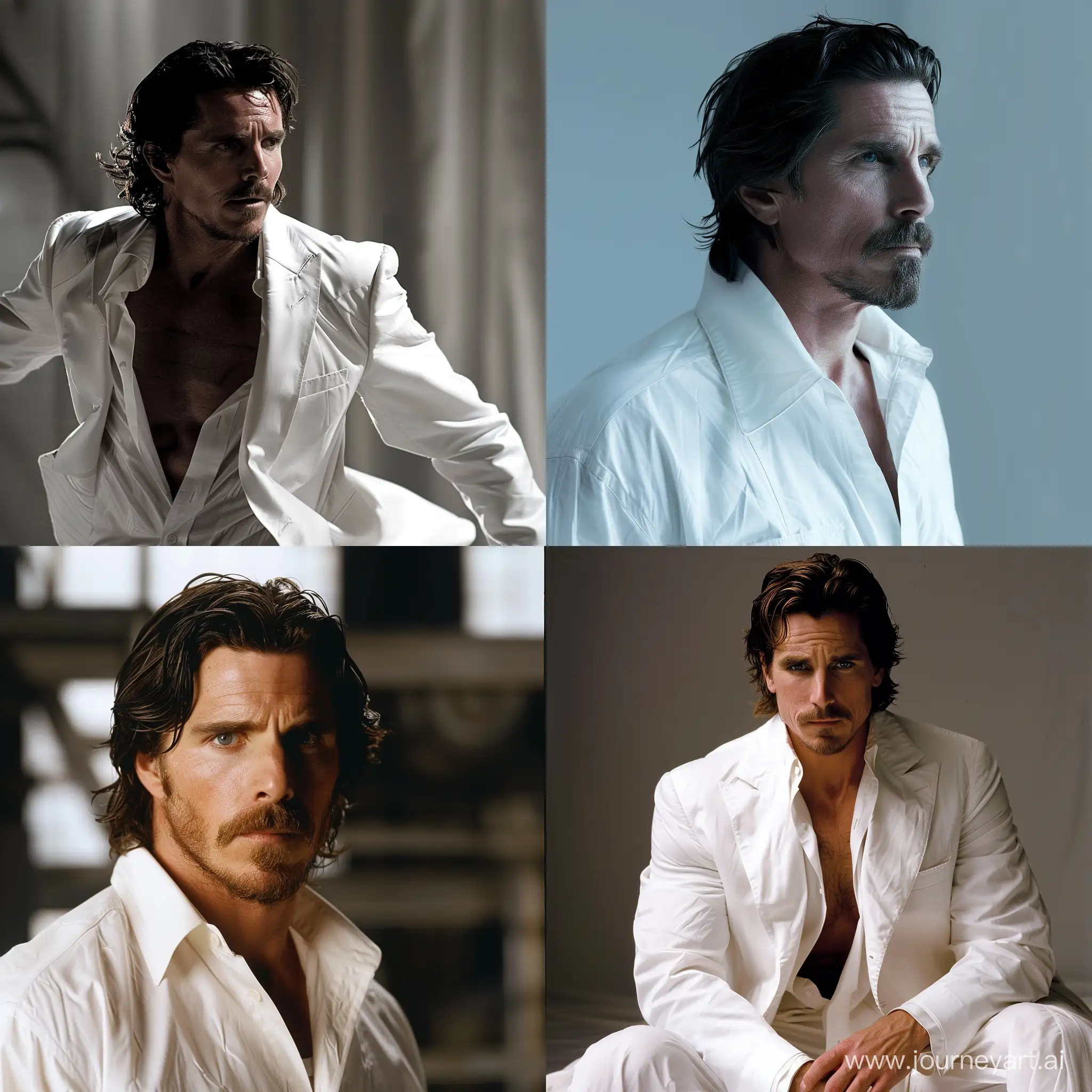 Christian Bale as Bruce Wayne in white 