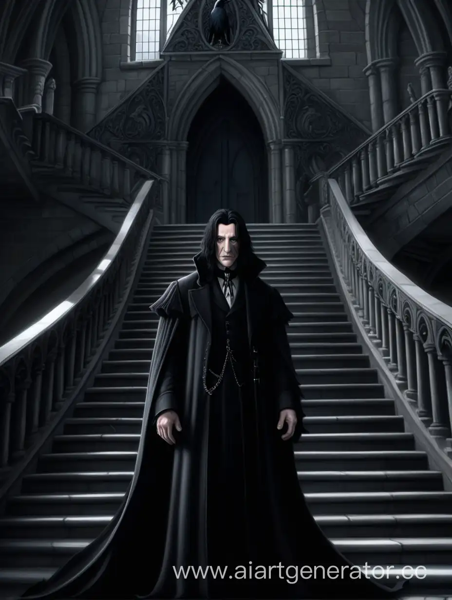 Mysterious-Snape-with-Raven-on-Gothic-Castle-Staircase