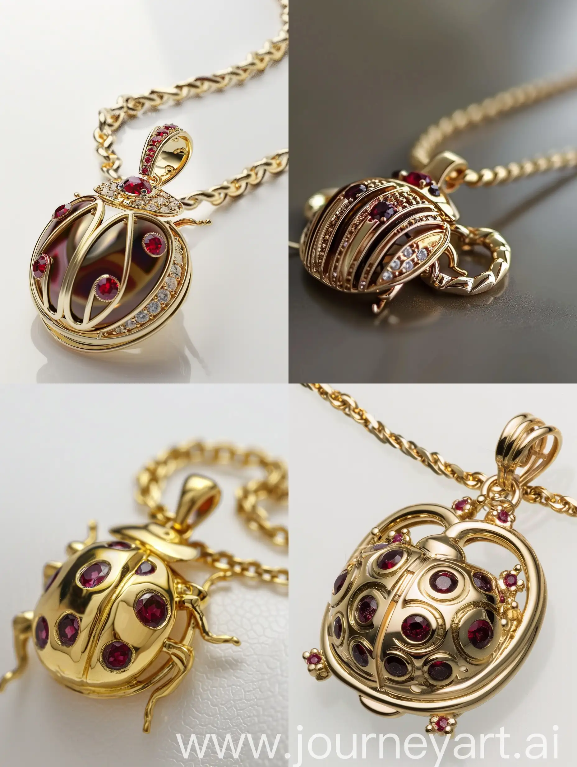 Exquisite-Ladybug-Pendant-Necklace-with-Gold-and-Ruby-Accents