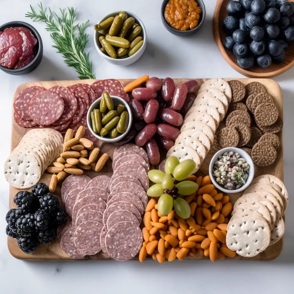 Colorful Vegan Charcuterie Platter with Assorted PlantBased Delights