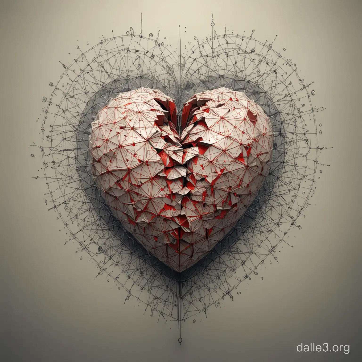 a realistic sacred geometry representation of a broken heart