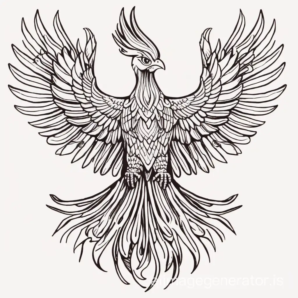 Phoenix-Bird-Top-View-Simple-Drawing