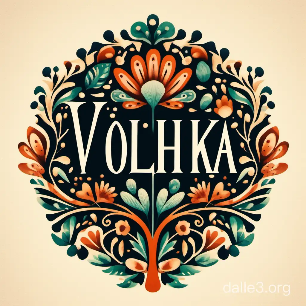 Folk Art Style logo design, incorporating the name of the author: Volha Harlenka