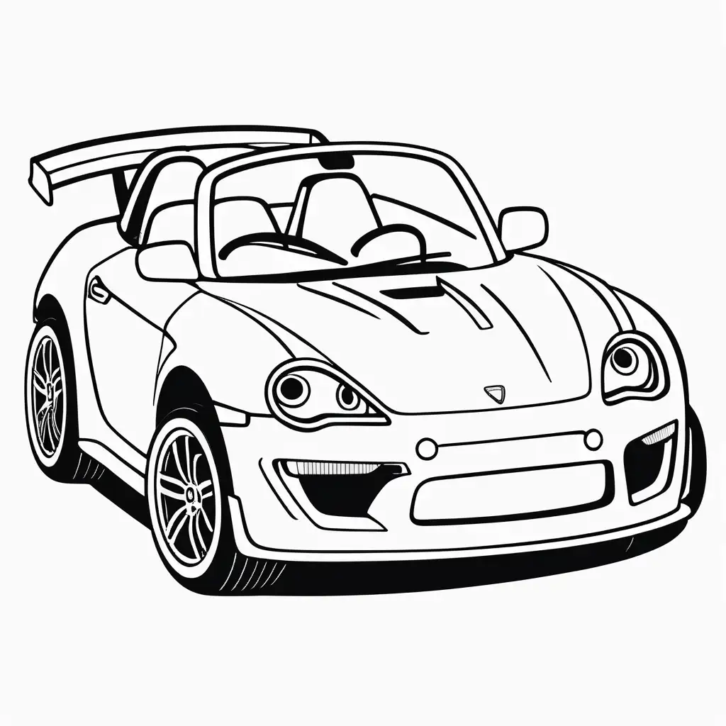 Adorable Sports Car Coloring Page for Kids