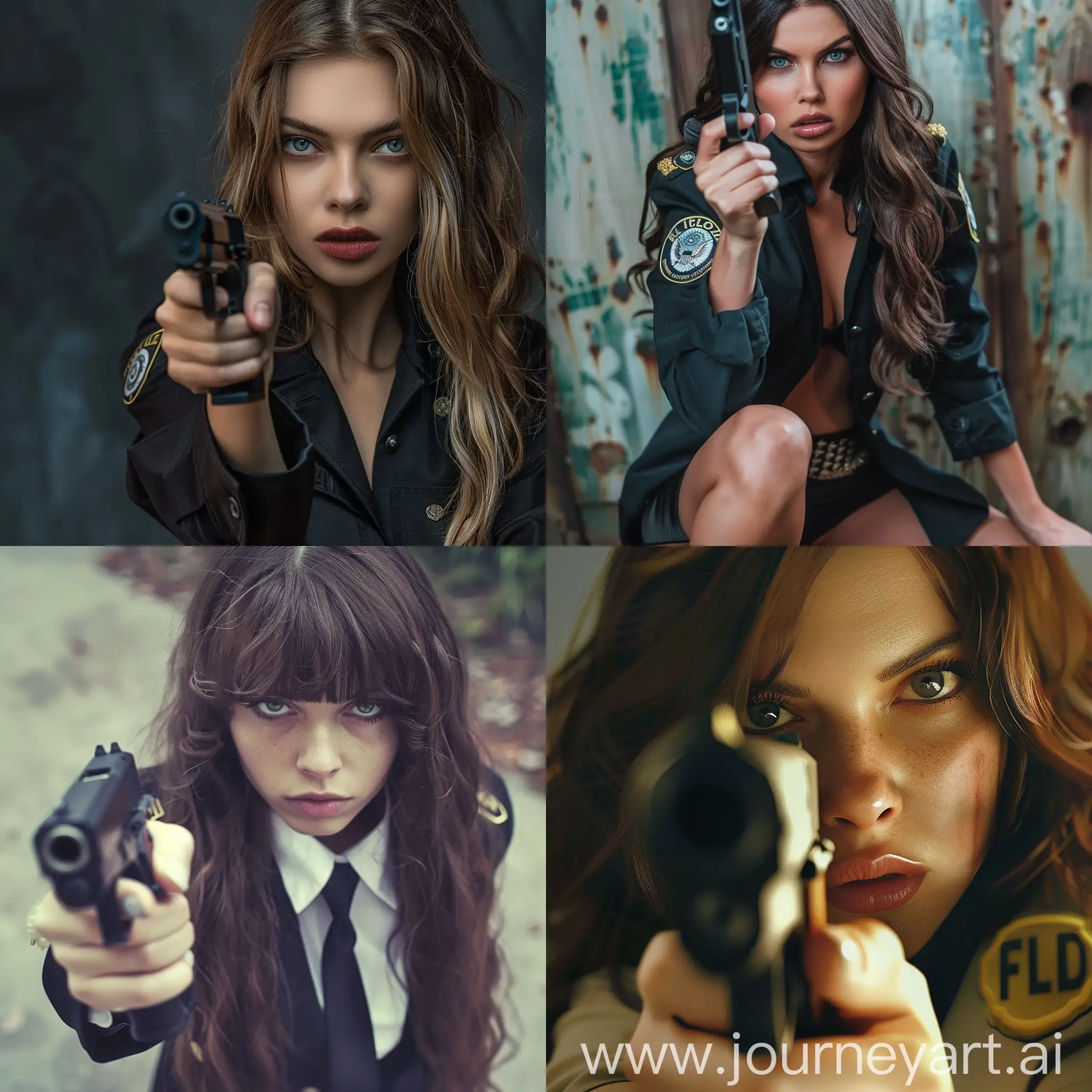beauty fbi agent girl with gun