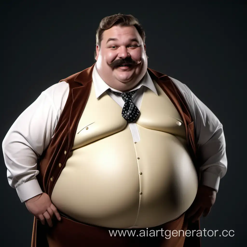 Cheerful-Overweight-Man-in-Majestic-Costume-Smiling-Realistically-in-4K