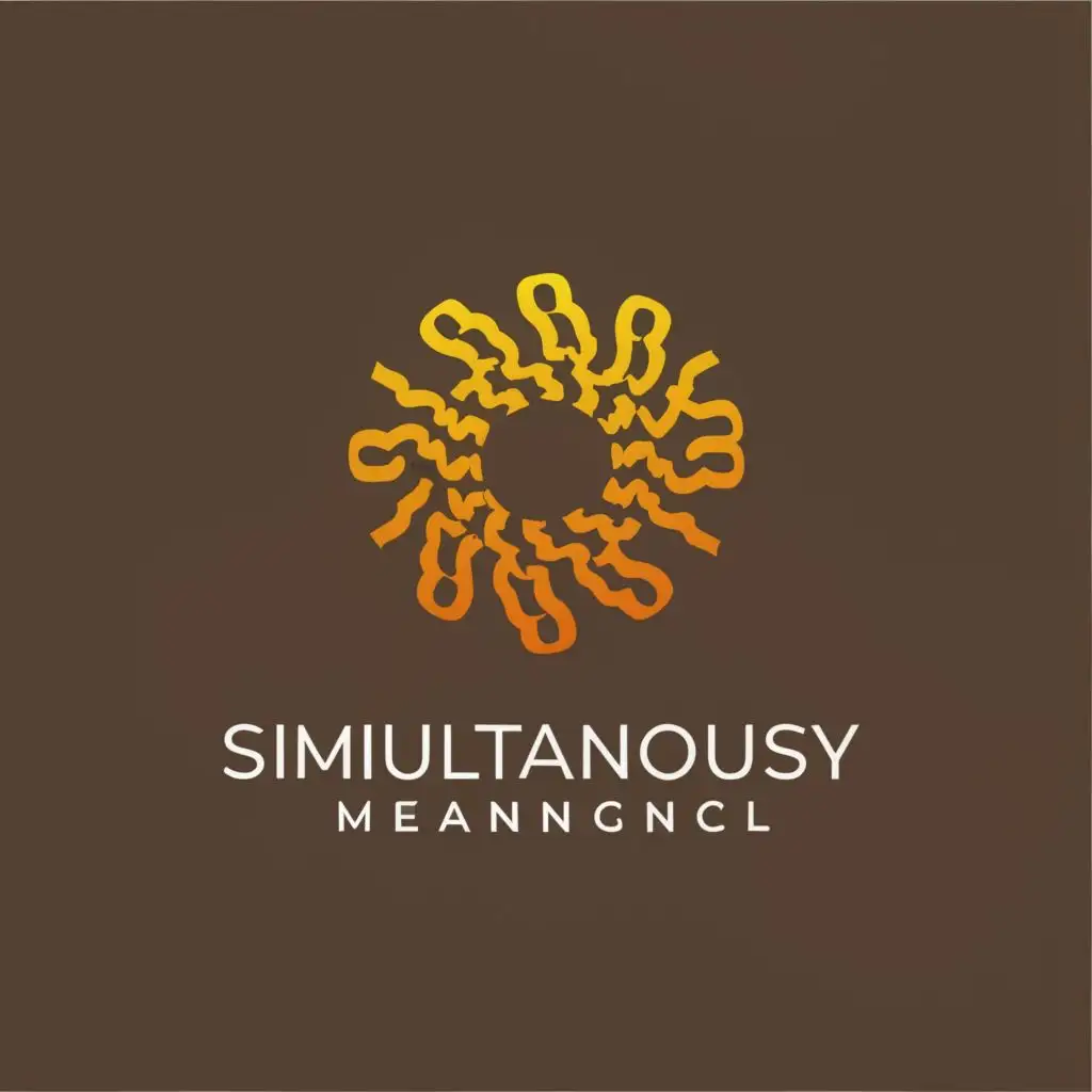 logo, Sun, puzzle. the colour is brown, blue, and yellow. it's look elegant and modern, with the text "Simultaneously Meaningful", typography, be used in Education industry