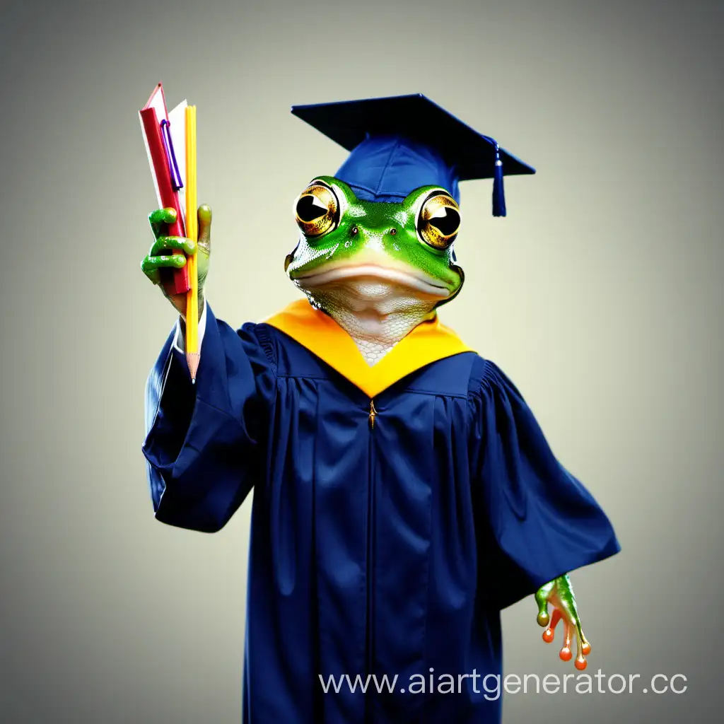 frog is student getting graduation