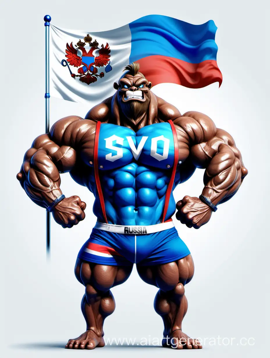 Muscular-Military-Golang-Mascot-Bodybuilder-with-Blue-Pumped-Arms-and-Russian-Flag-Tshirt